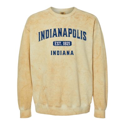 Visit Indianapolis Indiana Vintage Athletic Souvenir Colorblast Crewneck Sweatshirt