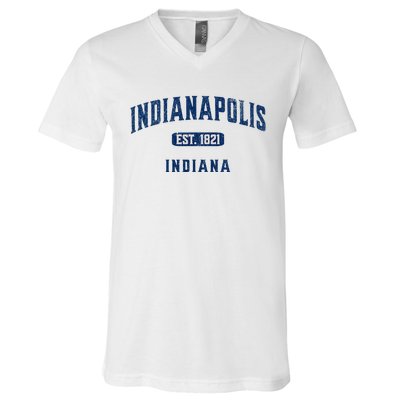 Visit Indianapolis Indiana Vintage Athletic Souvenir V-Neck T-Shirt