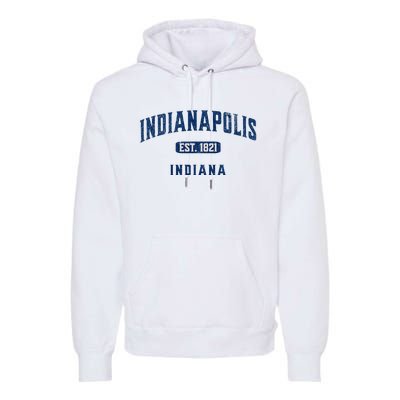 Visit Indianapolis Indiana Vintage Athletic Souvenir Premium Hoodie