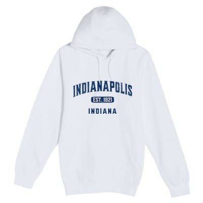 Visit Indianapolis Indiana Vintage Athletic Souvenir Premium Pullover Hoodie