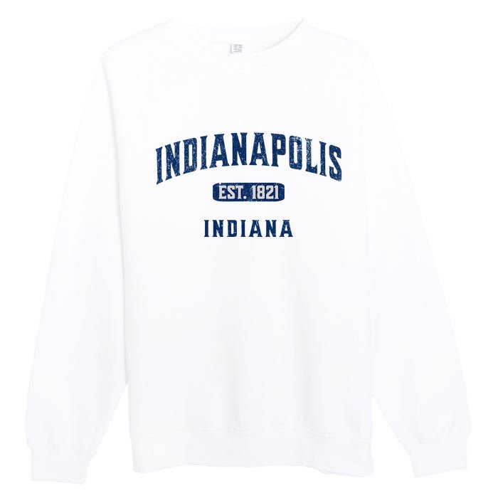 Visit Indianapolis Indiana Vintage Athletic Souvenir Premium Crewneck Sweatshirt