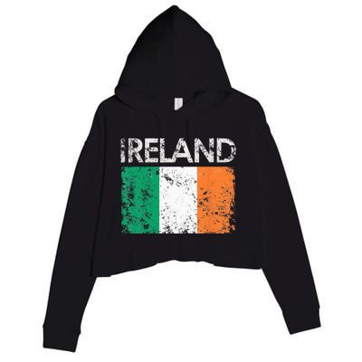 Vintage Ireland Irish Flag Pride Gift Crop Fleece Hoodie