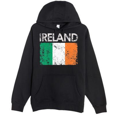 Vintage Ireland Irish Flag Pride Gift Premium Pullover Hoodie