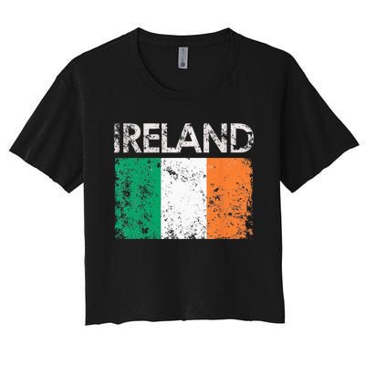 Vintage Ireland Irish Flag Pride Gift Women's Crop Top Tee