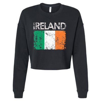 Vintage Ireland Irish Flag Pride Gift Cropped Pullover Crew