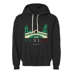 Venice Italy Iconic Gondola Rialto Bridge Ponte Di Rialto Garment-Dyed Fleece Hoodie