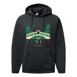 Venice Italy Iconic Gondola Rialto Bridge Ponte Di Rialto Performance Fleece Hoodie