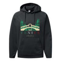 Venice Italy Iconic Gondola Rialto Bridge Ponte Di Rialto Performance Fleece Hoodie