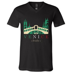 Venice Italy Iconic Gondola Rialto Bridge Ponte Di Rialto V-Neck T-Shirt