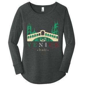 Venice Italy Iconic Gondola Rialto Bridge Ponte Di Rialto Women's Perfect Tri Tunic Long Sleeve Shirt