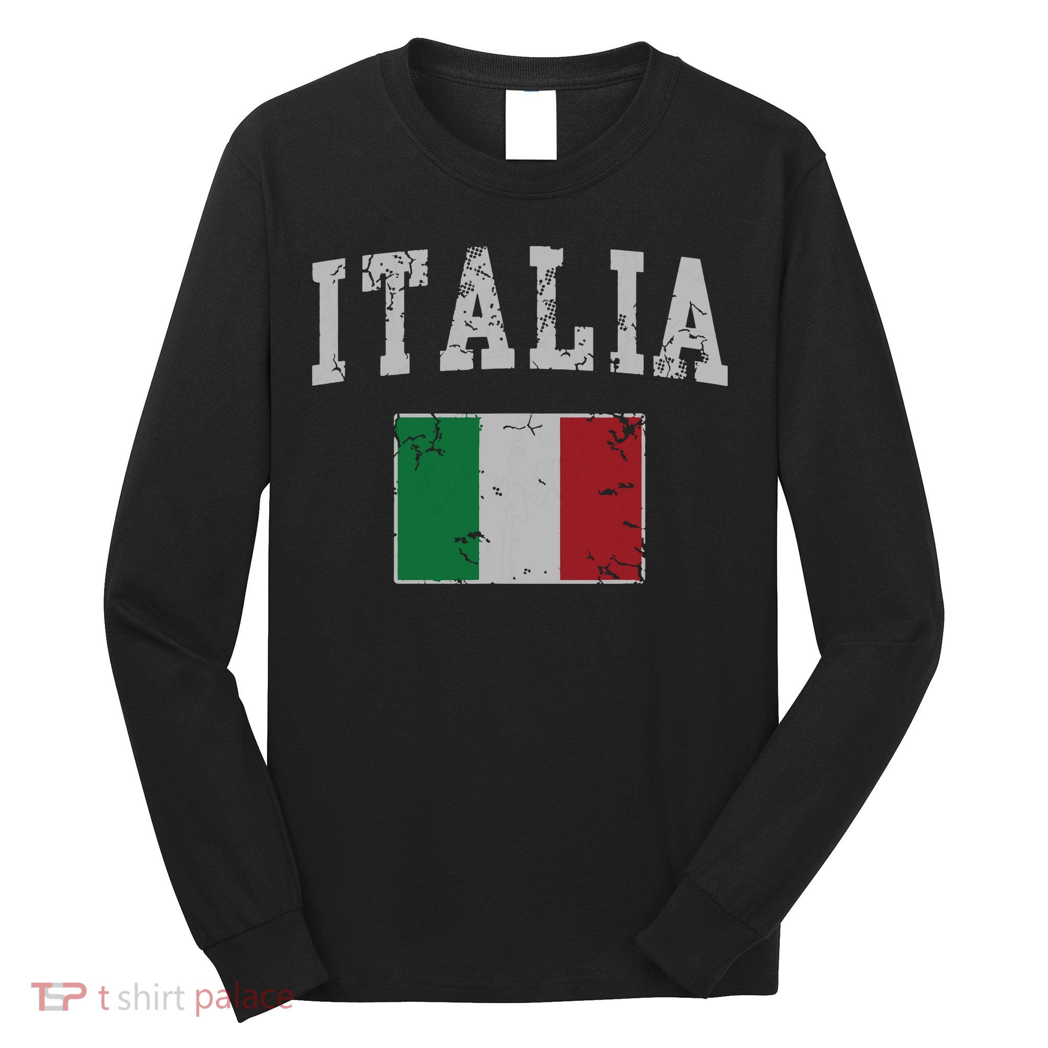 Vintage Italia Italian Flag Italy Men Women Kids Long Sleeve Shirt
