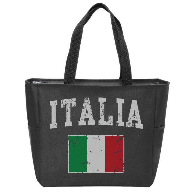 Vintage Italia Italian Flag Italy Men Women Kids Zip Tote Bag