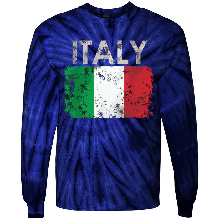 Vintage Italy Italia Italian Flag Pride Gift Tie-Dye Long Sleeve Shirt