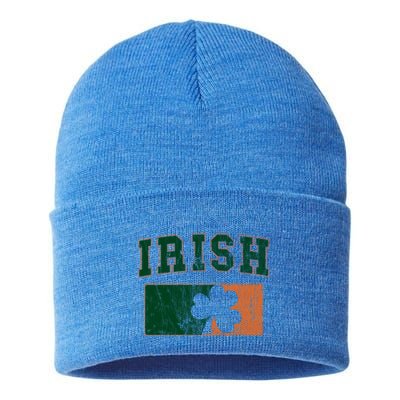 Vintage Irish Ireland Shamrocks Retro St Patricks Day Gift Sustainable Knit Beanie