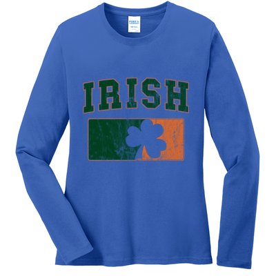 Vintage Irish Ireland Shamrocks Retro St Patricks Day Gift Ladies Long Sleeve Shirt