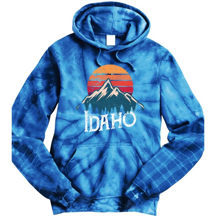 Vintage Idaho Id Mountains Outdoor Wildness Retro Gift Tie Dye Hoodie