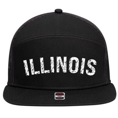 Vintage Illinois Illinois Orange 7 Panel Mesh Trucker Snapback Hat