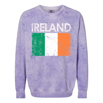 Vintage Ireland Irish Flag Pride Gift Cool Gift Colorblast Crewneck Sweatshirt