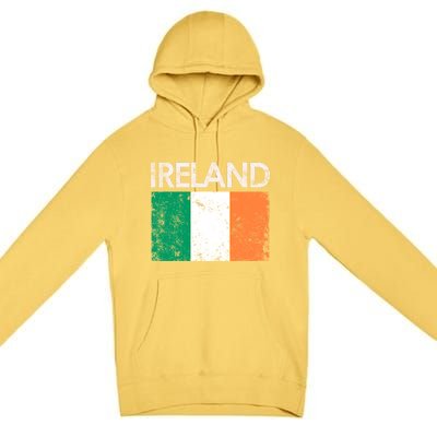 Vintage Ireland Irish Flag Pride Gift Cool Gift Premium Pullover Hoodie