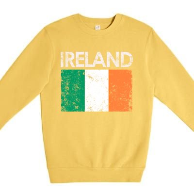 Vintage Ireland Irish Flag Pride Gift Cool Gift Premium Crewneck Sweatshirt