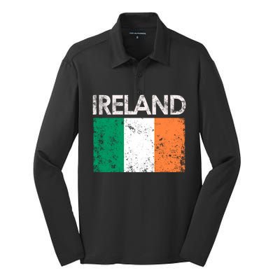 Vintage Ireland Irish Flag Pride Gift Cool Gift Silk Touch Performance Long Sleeve Polo