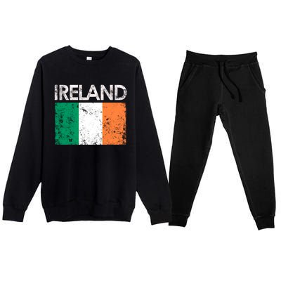 Vintage Ireland Irish Flag Pride Gift Cool Gift Premium Crewneck Sweatsuit Set