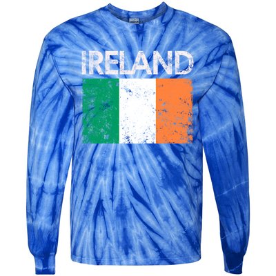 Vintage Ireland Irish Flag Pride Gift Cool Gift Tie-Dye Long Sleeve Shirt