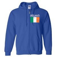 Vintage Ireland Irish Flag Pride Gift Cool Gift Full Zip Hoodie