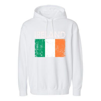 Vintage Ireland Irish Flag Pride Gift Cool Gift Garment-Dyed Fleece Hoodie