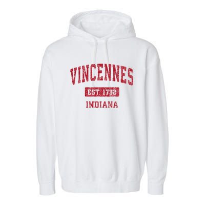 Vincennes Indiana In Vintage Sports Garment-Dyed Fleece Hoodie