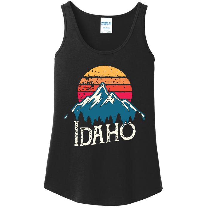 Vintage Idaho Id Mountains Outdoor Wildness Retro Ladies Essential Tank