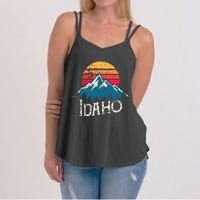 Vintage Idaho Id Mountains Outdoor Wildness Retro Women's Strappy Tank