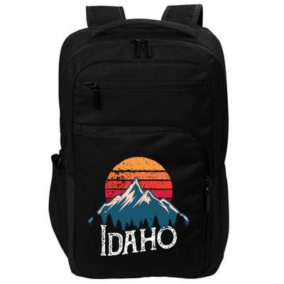 Vintage Idaho Id Mountains Outdoor Wildness Retro Impact Tech Backpack