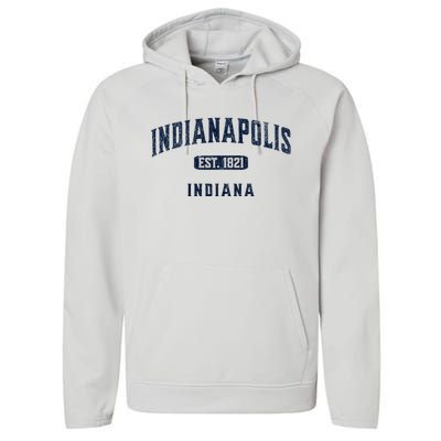 Visit Indianapolis Indiana Vintage Athletic Souvenir Performance Fleece Hoodie