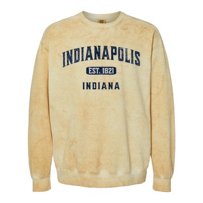 Visit Indianapolis Indiana Vintage Athletic Souvenir Colorblast Crewneck Sweatshirt