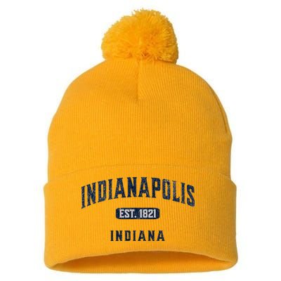 Visit Indianapolis Indiana Vintage Athletic Souvenir Pom Pom 12in Knit Beanie