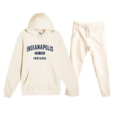 Visit Indianapolis Indiana Vintage Athletic Souvenir Premium Hooded Sweatsuit Set