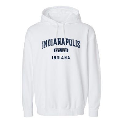 Visit Indianapolis Indiana Vintage Athletic Souvenir Garment-Dyed Fleece Hoodie