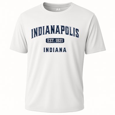 Visit Indianapolis Indiana Vintage Athletic Souvenir Cooling Performance Crew T-Shirt