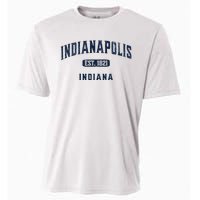 Visit Indianapolis Indiana Vintage Athletic Souvenir Cooling Performance Crew T-Shirt