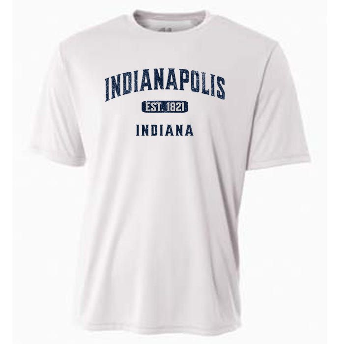 Visit Indianapolis Indiana Vintage Athletic Souvenir Cooling Performance Crew T-Shirt