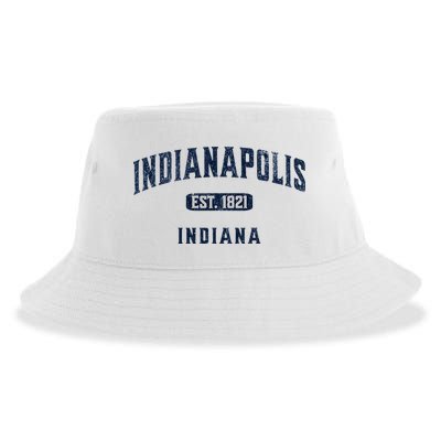 Visit Indianapolis Indiana Vintage Athletic Souvenir Sustainable Bucket Hat
