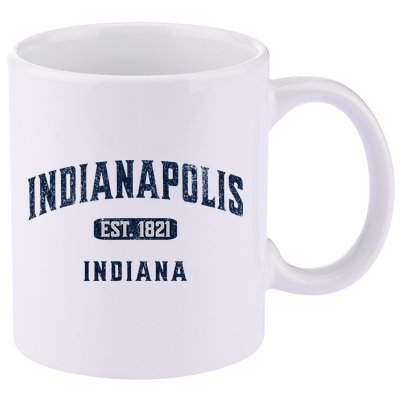 Visit Indianapolis Indiana Vintage Athletic Souvenir 11oz C Handle Ceramic Mug