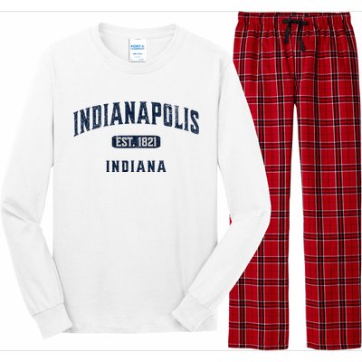 Visit Indianapolis Indiana Vintage Athletic Souvenir Long Sleeve Pajama Set