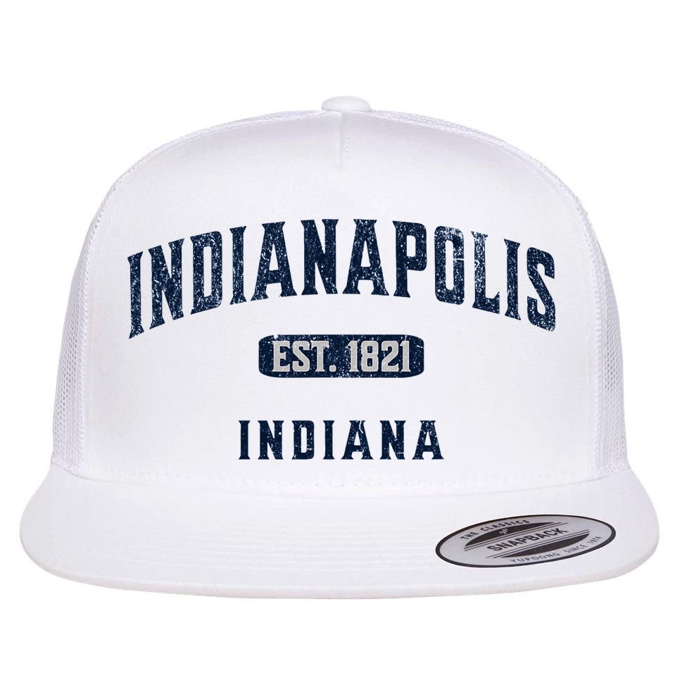 Visit Indianapolis Indiana Vintage Athletic Souvenir Flat Bill Trucker Hat