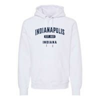 Visit Indianapolis Indiana Vintage Athletic Souvenir Premium Hoodie