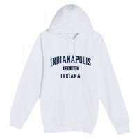 Visit Indianapolis Indiana Vintage Athletic Souvenir Premium Pullover Hoodie