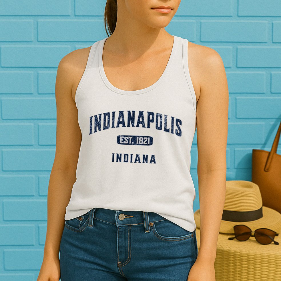 Visit Indianapolis Indiana Vintage Athletic Souvenir Womens Tank Top