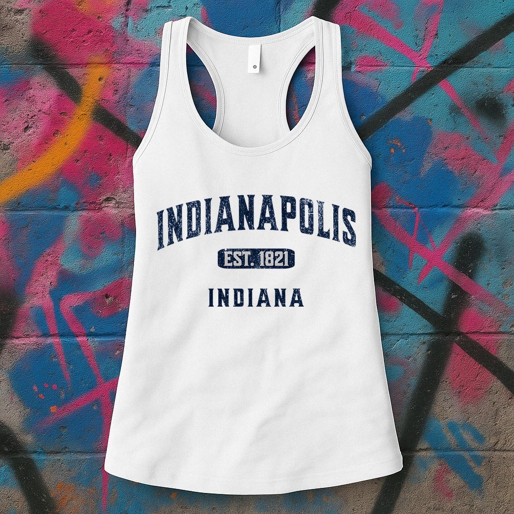 Visit Indianapolis Indiana Vintage Athletic Souvenir Womens Tank Top