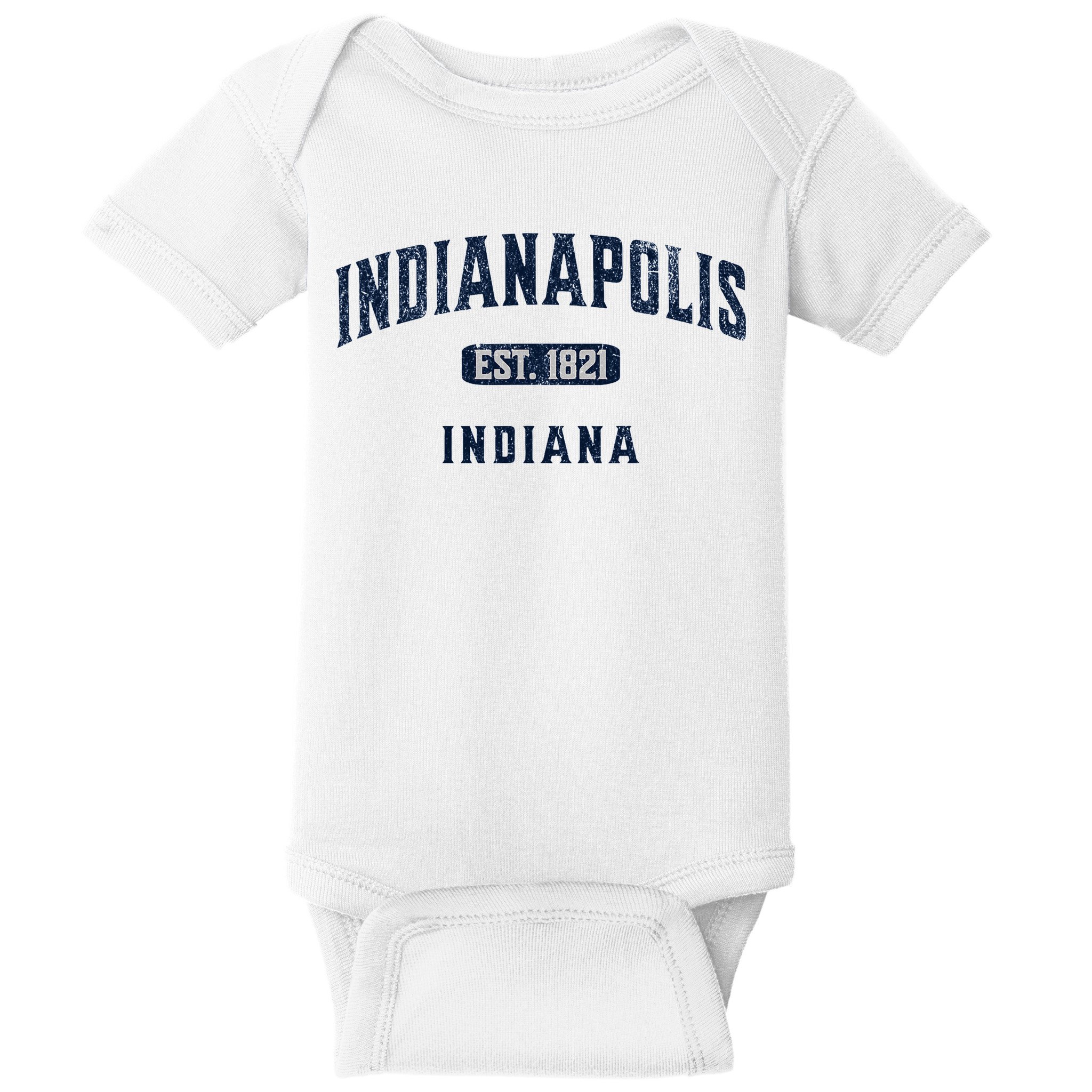 Visit Indianapolis Indiana Vintage Athletic Souvenir Baby Bodysuit